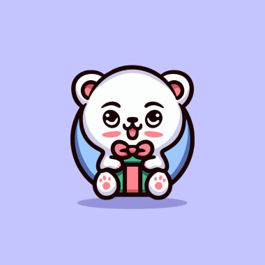 Şirin Kutup Ayısı Çizgi Filmi Maskot Hayvan Vektör Logosu Çizimi Çizimi