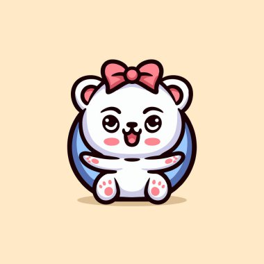 Şirin Kutup Ayısı Çizgi Filmi Maskot Hayvan Vektör Logosu Çizimi Çizimi