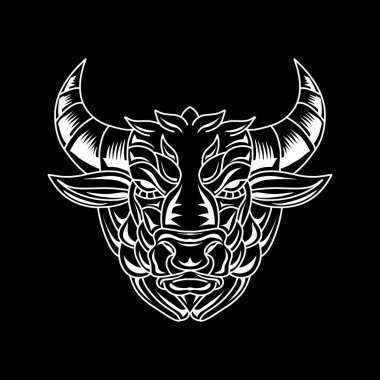 El Çizimi: Monoline Head Bull Hayvan Vektörü Çizimi Tasarımı