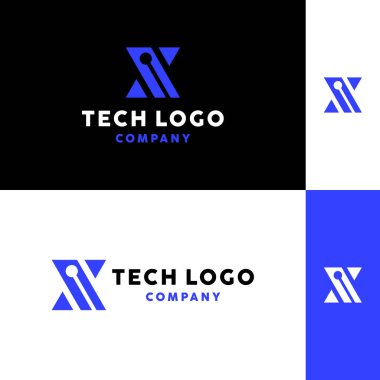 X Harfi Logo Teknoloji Tasarımı Dijital Vektör Grafiksel İş Sembolü