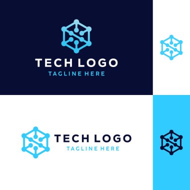Uygulama ve İş Dünyası için Kutu Teknolojisi Geometrik Logo Tasarımı Dijital Vektör Grafiği