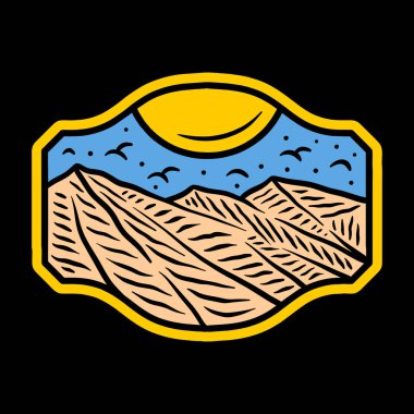 Dağ Vahşi Yaşam Vintage Amblem Yapıştırıcı Vektör Tasarımı Açık Hava Vektörü