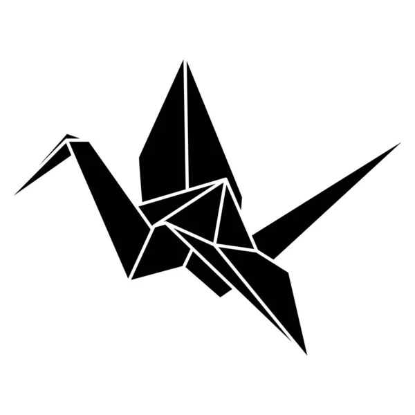 在白色背景上孤立的Origami起重机矢量轮廓图标 日本折纸起重机的信息图形 网站或应用 折叠纸艺术用几何线形 — 图库矢量图片