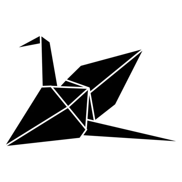 Origami Dźwig Wektor Sylwetka Ilustracja Ikona Izolowane Białym Tle Japoński — Wektor stockowy