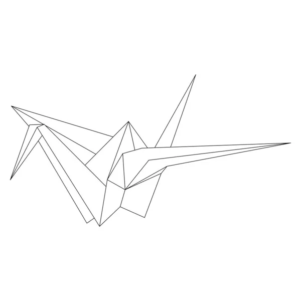 Origami Crane Vector Outline Illustration Icon Isolated White Background Japanese — Image vectorielle