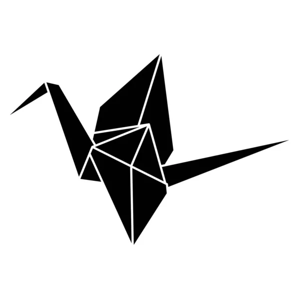 Origami Dźwig Wektor Sylwetka Ilustracja Ikona Izolowane Białym Tle Japoński — Wektor stockowy