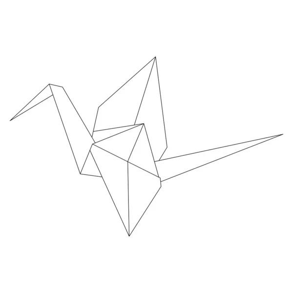 Origami Grue Vecteur Contour Icône Illustration Isolé Sur Fond Blanc — Image vectorielle