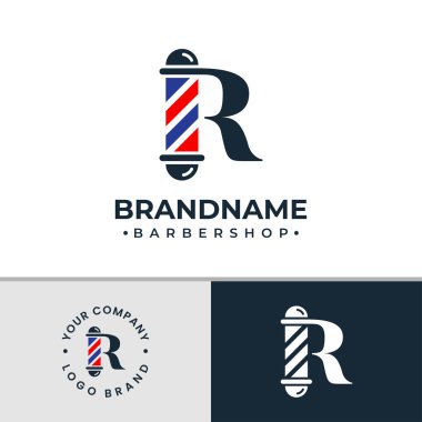 Letter R Barbershop Logo, suitable for any business related to barbershop with R initial. clipart