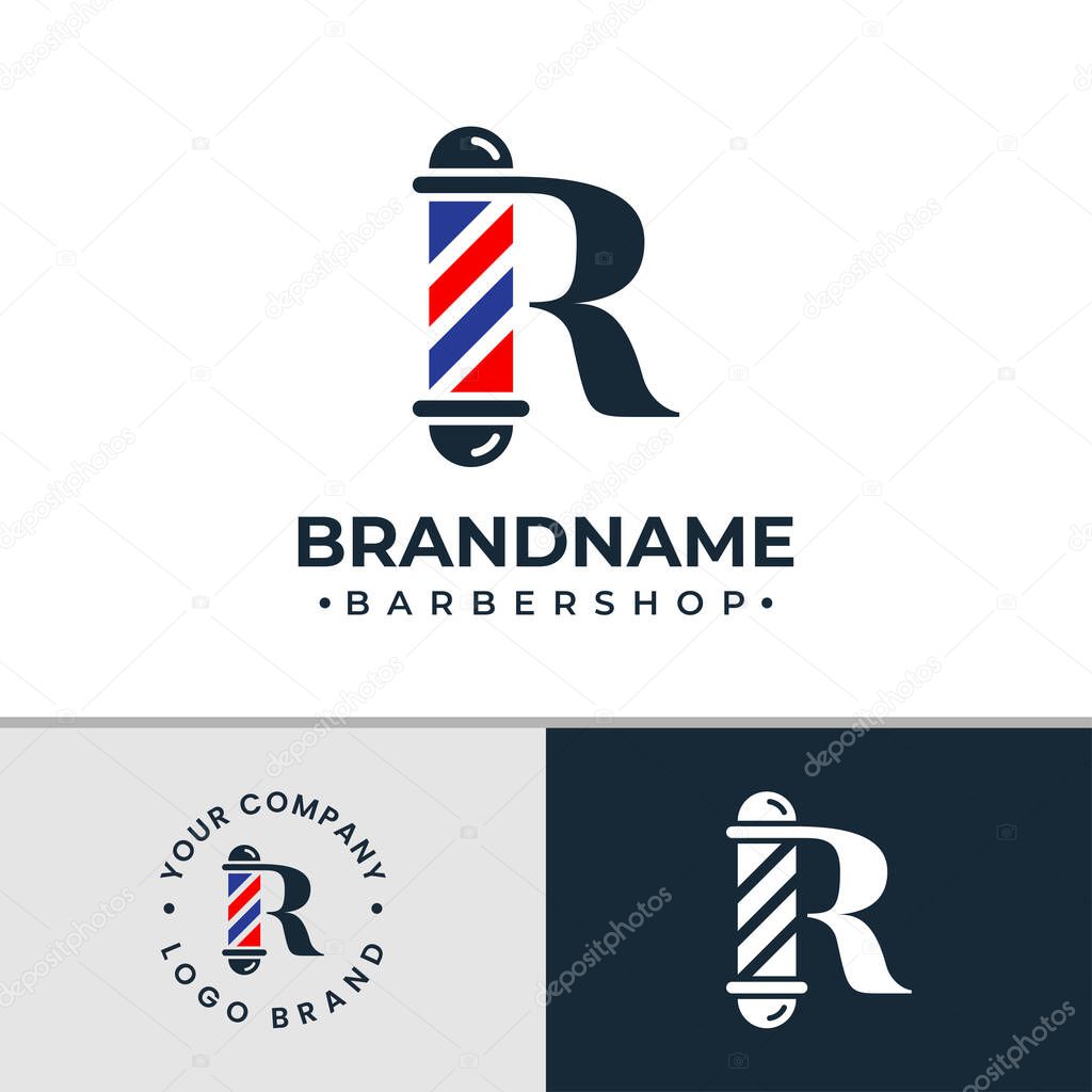 Letter R Barbershop Logo, suitable for any business related to barbershop with R initial.