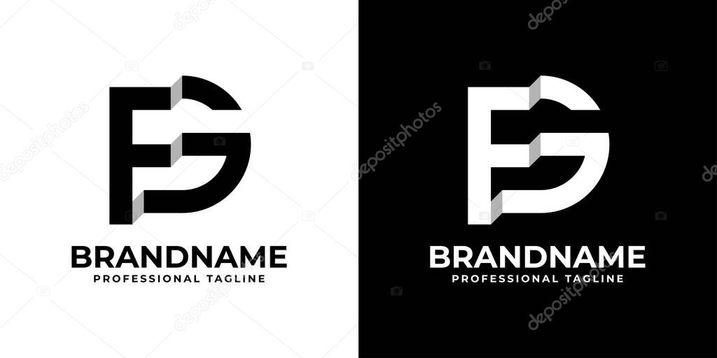 Letter FG or GF Monogram Logo, suitable for any business with FG or GF initials.