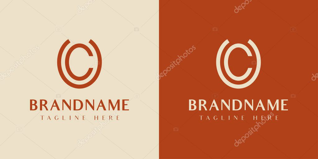 Letter UC or CU Oval Logo, suitable for any business with UC or CU initials.