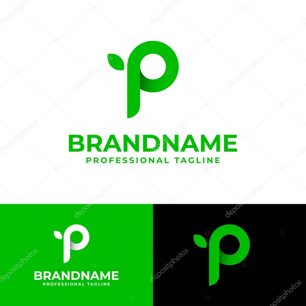 Letter P Nature Logo, suitable for any business related to nature with P initials.