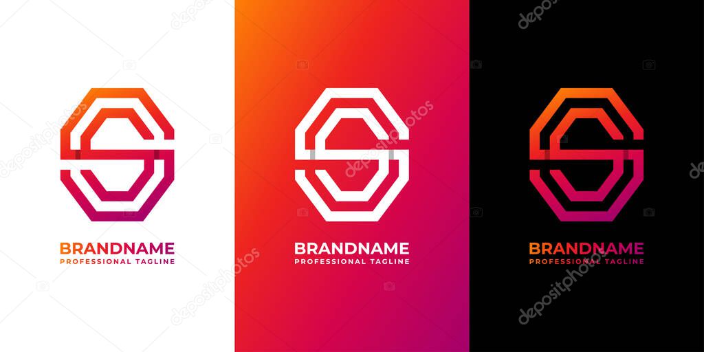 Letter SS Monogram Octagon Logo, suitable for any business with S or SS initials.