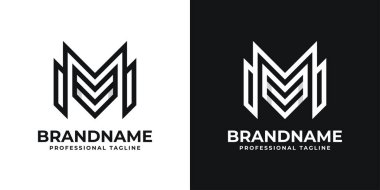 MM Monogram Logosu, M ve M harflerinin baş harfleri için uygun..