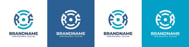 Letter FR or RF Global Technology Monogram Logo, suitable for any business with FR or RF initials.