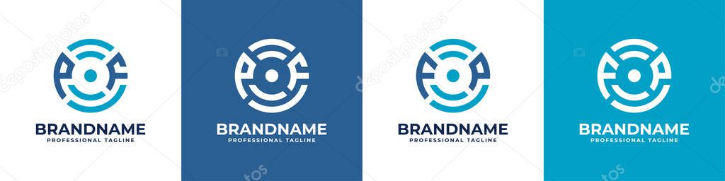 Letter FP or PF Global Technology Monogram Logo, suitable for any business with FP or PF initials.