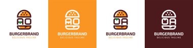 Mektup AO ve OA Burger Logosu, AO ve OA harfleriyle başlayan hamburgerler için uygun..