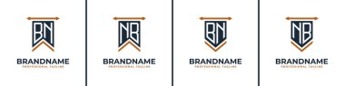 Letter BN and NB Pennant Flag Logo Set, Represent Victory. Suitable for any business with BN or NB initials.