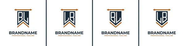 Letter BL and LB Pennant Flag Logo Set, Represent Victory. Suitable for any business with BL or LB initials.