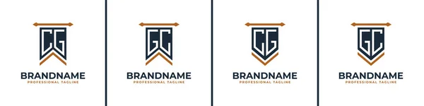 Γράμμα Και Pennant Flag Logo Set Αντιπροσωπεύουν Νίκη Κατάλληλο Για — Διανυσματικό Αρχείο