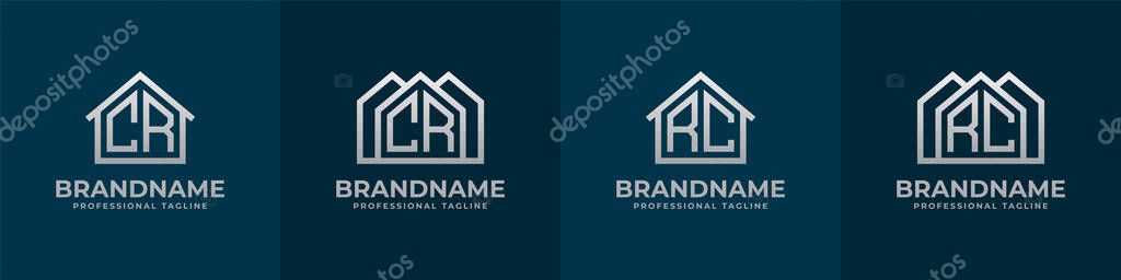 Letter CR and RC Home Logo Set. Suitable for any business related to house, real estate, construction, interior with CR or RC initials.