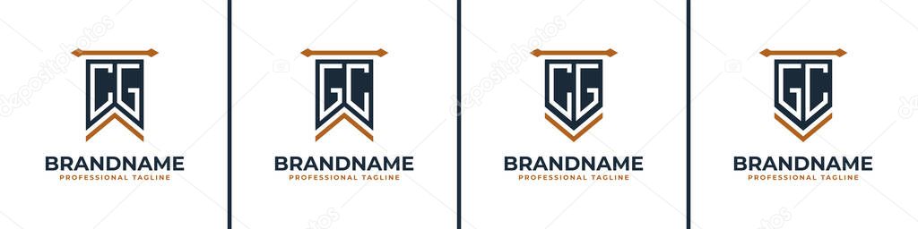 Letter CG and GC Pennant Flag Logo Set, Represent Victory. Suitable for any business with CG or GC initials.
