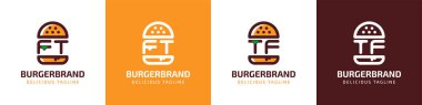 FT ve TF Burger Logosu, FT ve TF harfleriyle başlayan hamburgerler için uygun..