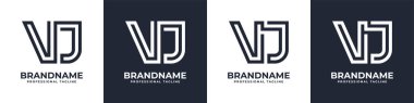 Basit VJ Monogram Logosu, VJ veya JV ile başlayan herhangi bir iş için uygun.