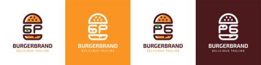 Harf GP ve PG Burger Logosu, GP ve PG harfleriyle başlayan hamburgerler için uygun..