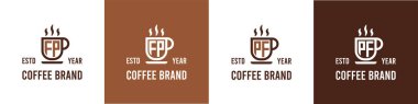 FP ve PF Kahve Logosu, Kahve, Çay veya FP veya PF harfleriyle ilgili her iş için uygundur..