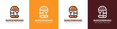 HY ve YH Burger Logosu, HY ve YH harfleriyle başlayan hamburgerler için uygun..