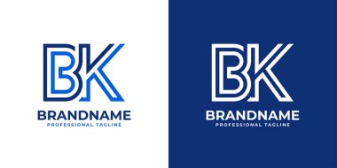 Harf BK Line Monogram Logosu, BK veya KB baş harfleri olan her iş için uygundur.