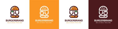 Mektup OV ve VO Burger Logosu, OV ya da VO harfleriyle başlayan hamburgerler için uygun..