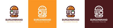 OW ve WO Burger Logosu, OW veya WO harfleriyle başlayan her iş için uygun..