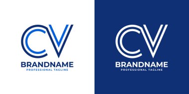 Harf CV Line Monogram Logosu, CV veya VC harfleriyle başlayan her iş için uygundur..