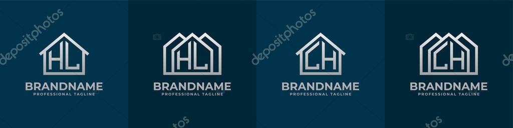 Letter HL and LH Home Logo Set. Suitable for any business related to house, real estate, construction, interior with HL or LH initials.