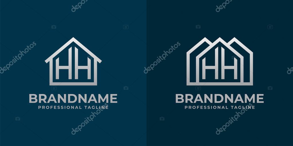 Letter HH Home Logo Set. Suitable for any business related to house, real estate, construction, interior with HH initials.