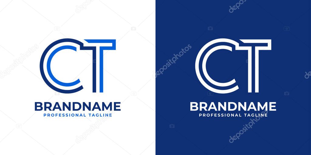 Letter CT Line Monogram Logo, suitable for any business with CT or TC initials.