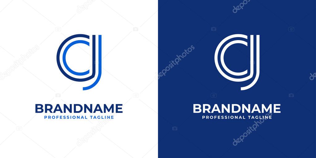 Letter CJ Line Monogram Logo, suitable for any business with CJ or JC initials.