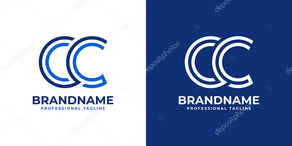Letter CC Line Monogram Logo, suitable for any business with C or CC initials.