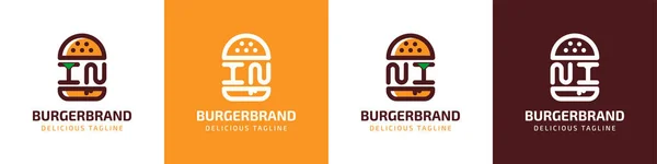 stock vector Letter IN and NI Burger Logo, suitable for any business related to burger with IN or NI initials.