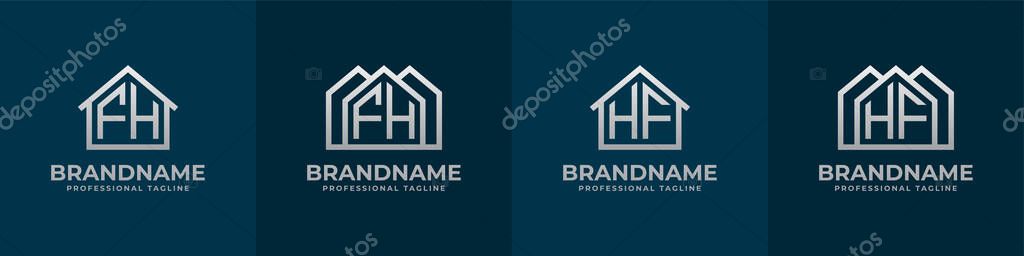 Letter FH and HF Home Logo Set. Suitable for any business related to house, real estate, construction, interior with FH or HF initials.