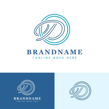 Çember logolu basit D harfi, D harfiyle başlayan her modern iş için uygundur..