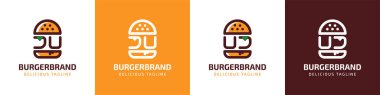 JU ve UJ Burger Logosu, JU ya da UJ harfleriyle başlayan hamburgerler için uygun..