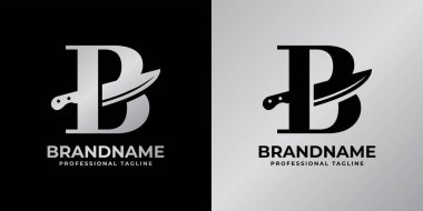 B harfi bıçak logosu, B harfi ile başlayan bıçakla ilgili her iş için uygundur..