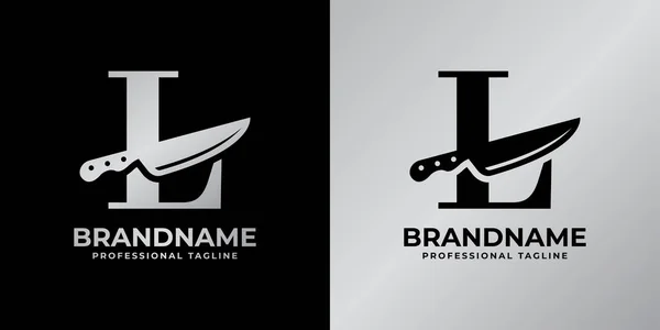 字母L刀标志 适用于任何与刀有关的业务与L开头 — 图库矢量图片