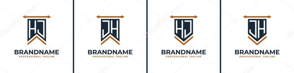 Letter HJ and JH Pennant Flag Logo Set, Represent Victory. Suitable for any business with HJ or JH initials.