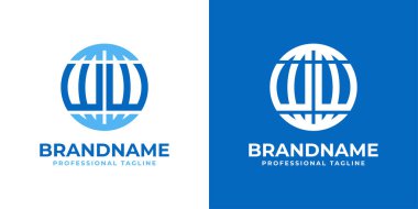 WW Globe Logosu, çift W ve WW harfleri olan her iş için uygundur..