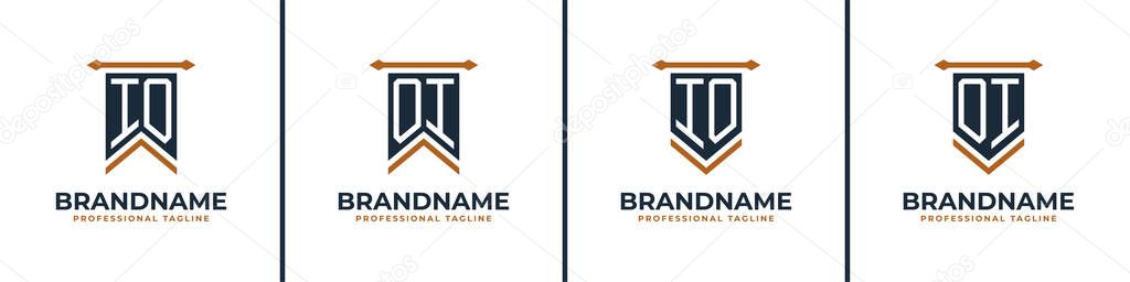 Letter IO and OI Pennant Flag Logo Set, Represent Victory. Suitable for any business with IO or OI initials.