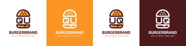 Mektup QU ve UQ Burger Logosu, QU ve UQ harfleriyle başlayan her iş için uygundur..